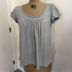 Pink Victoria’s Secret Puff Sleeve Scoop Neck Heart Patterned Short Sleeve Top